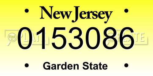 0153086 New Jersey License Plate