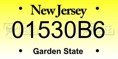 01530B6 New Jersey License Plate