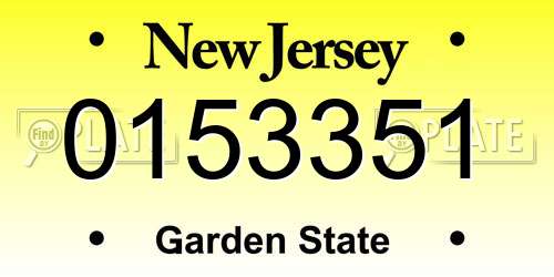 0153351 New Jersey License Plate