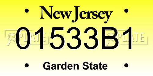 01533B1 New Jersey License Plate