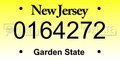 0164272 New Jersey License Plate
