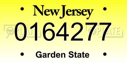 0164277 New Jersey License Plate