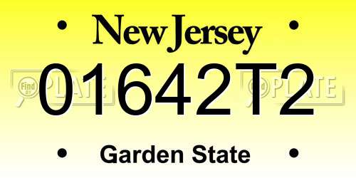 01642T2 New Jersey License Plate