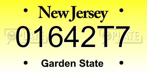 01642T7 New Jersey License Plate