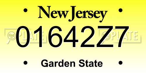 01642Z7 New Jersey License Plate
