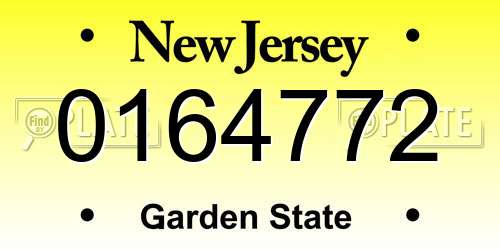 0164772 New Jersey License Plate
