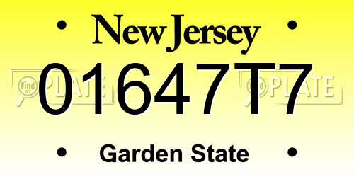 01647T7 New Jersey License Plate