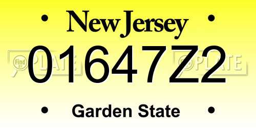 01647Z2 New Jersey License Plate