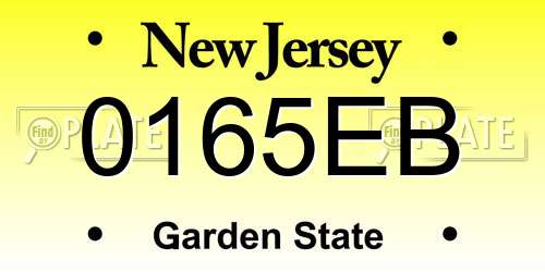 0165EB New Jersey License Plate