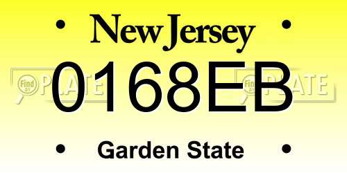 0168EB New Jersey License Plate