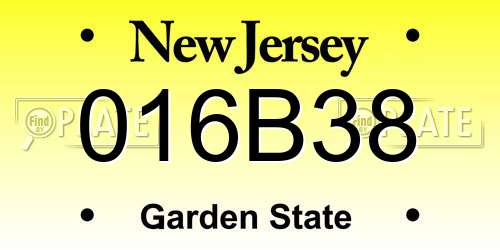 016B38 New Jersey License Plate