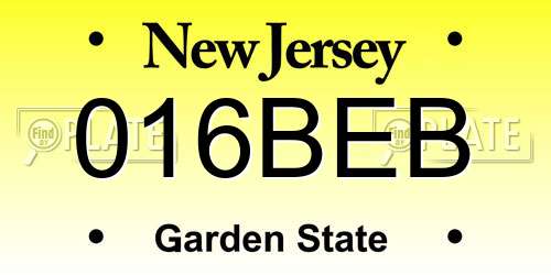 016BEB New Jersey License Plate