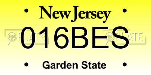 016BES New Jersey License Plate