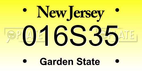 016S35 New Jersey License Plate
