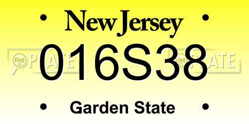 016S38 New Jersey License Plate