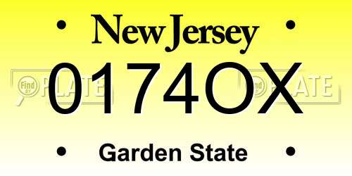 0174OX New Jersey License Plate