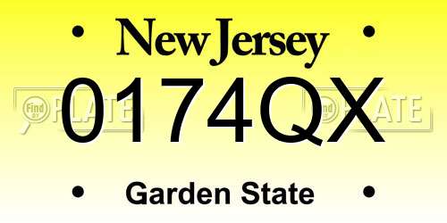 0174QX New Jersey License Plate