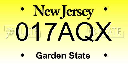 017AQX New Jersey License Plate
