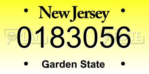0183056 New Jersey License Plate