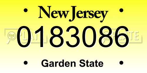 0183086 New Jersey License Plate
