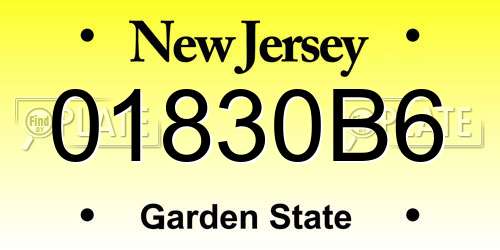 01830B6 New Jersey License Plate
