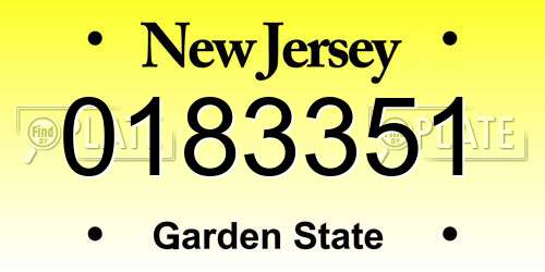 0183351 New Jersey License Plate