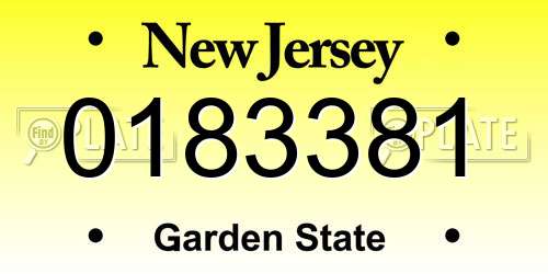 0183381 New Jersey License Plate