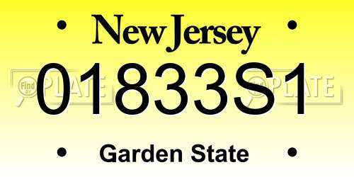 01833S1 New Jersey License Plate