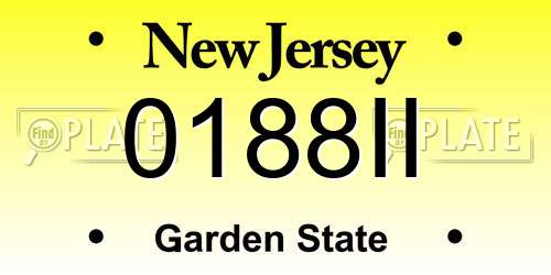 0188II New Jersey License Plate