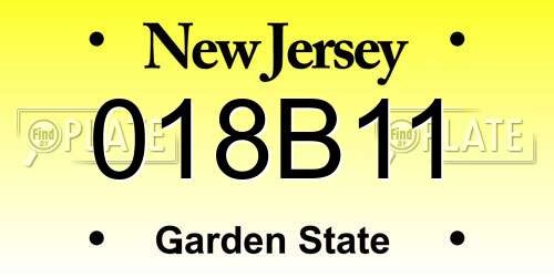 018B11 New Jersey License Plate