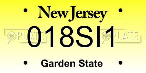 018SI1 New Jersey License Plate