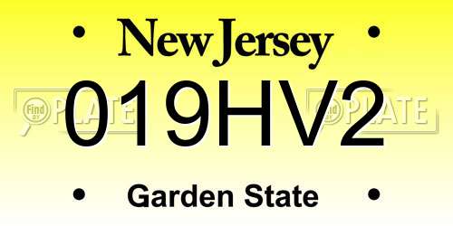 019HV2 New Jersey License Plate