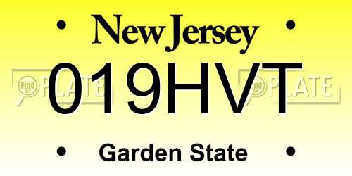 019HVT New Jersey License Plate