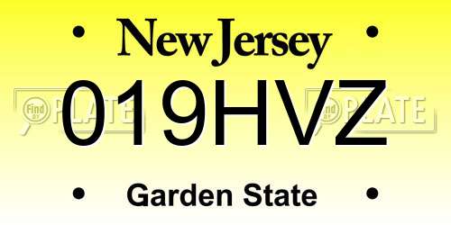 019HVZ New Jersey License Plate