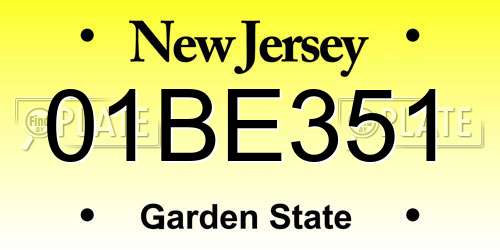 01BE351 New Jersey License Plate