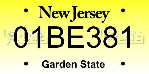 01BE381 New Jersey License Plate