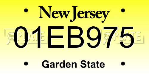 01EB975 New Jersey License Plate