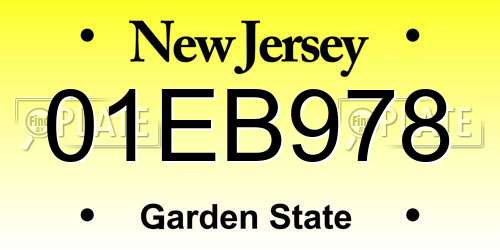 01EB978 New Jersey License Plate
