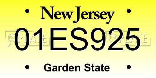 01ES925 New Jersey License Plate
