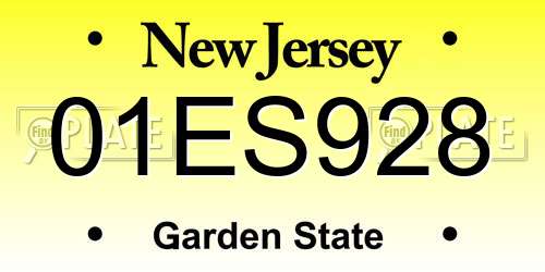 01ES928 New Jersey License Plate