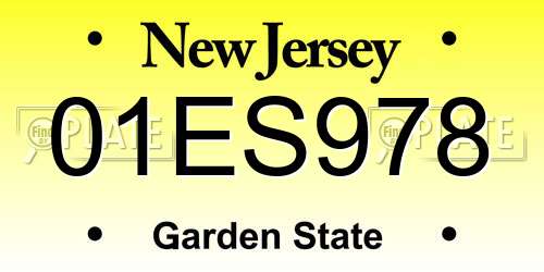 01ES978 New Jersey License Plate