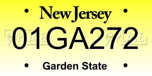01GA272 New Jersey License Plate