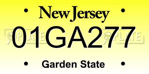 01GA277 New Jersey License Plate