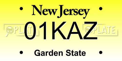 01KAZ New Jersey License Plate