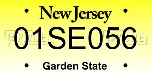 01SE056 New Jersey License Plate