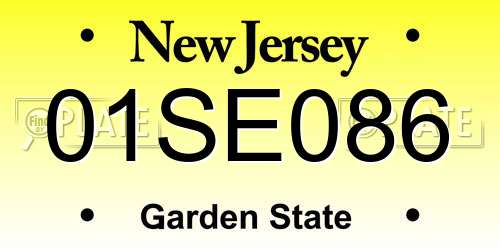 01SE086 New Jersey License Plate