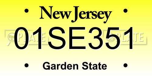 01SE351 New Jersey License Plate