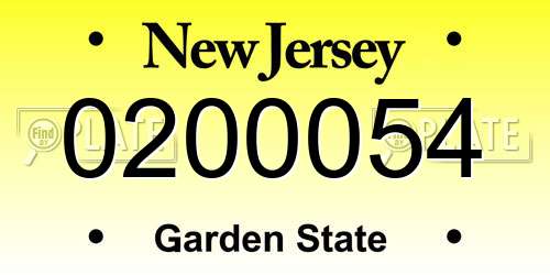 0200054 New Jersey License Plate