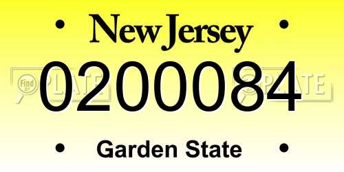 0200084 New Jersey License Plate