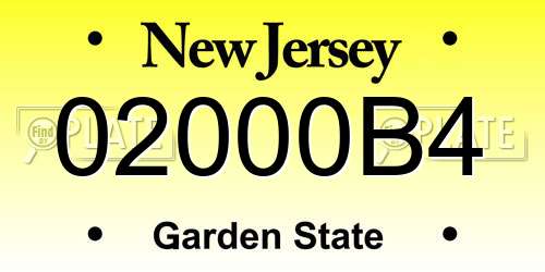 02000B4 New Jersey License Plate